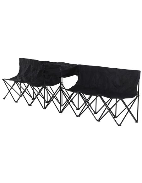 Outsunny 6-Seater Folding Steel Camping Bench w/ Cooler Bag Black 84B-382BK - pic 57527 | FastDaddyshop