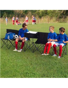 Outsunny 6-Seater Folding Steel Camping Bench w/ Cooler Bag Black 84B-382BK 2
