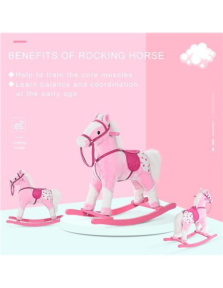 HOMCOM Childrens Plush Rocking Horse with Sound-Pink - pic 5753 | FastDaddyshop