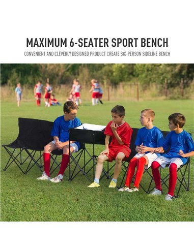 Outsunny 6-Seater Folding Steel Camping Bench w/ Cooler Bag Black 84B-382BK
