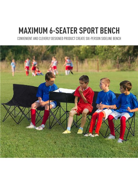 Outsunny 6-Seater Folding Steel Camping Bench w/ Cooler Bag Black 84B-382BK - pic 57531 | FastDaddyshop