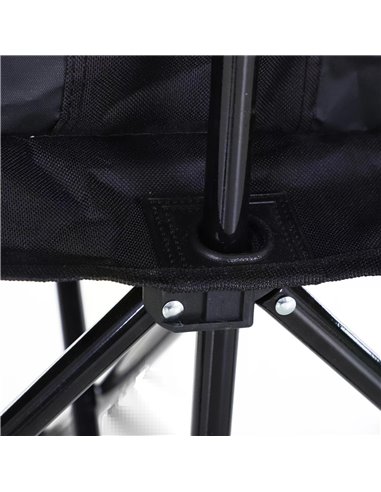 Outsunny 6-Seater Folding Steel Camping Bench w/ Cooler Bag Black 84B-382BK