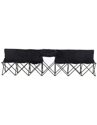 Outsunny 6-Seater Folding Steel Camping Bench w/ Cooler Bag Black 84B-382BK