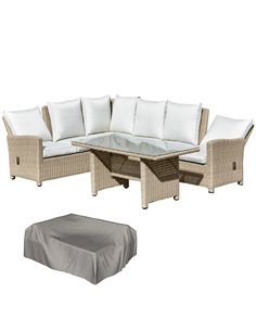 Outsunny 6-Seater Reclining PE Rattan Garden Dining Set, Cream 860-167