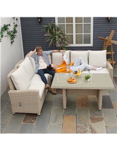 Outsunny 6-Seater Reclining PE Rattan Garden Dining Set, Cream 860-167 2