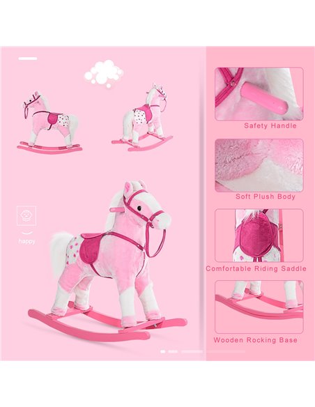HOMCOM Childrens Plush Rocking Horse with Sound-Pink - pic 5754 | FastDaddyshop