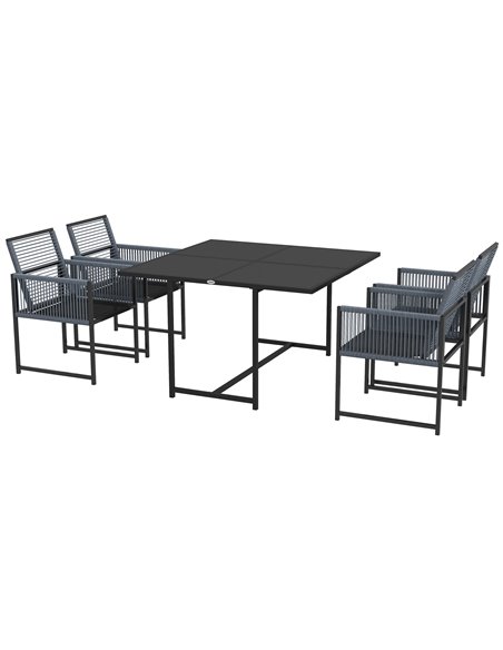 Outsunny 5 Pieces Garden Dining Set, Patio Dining Set, Dark Grey 84G-252V00CG - pic 57545 | FastDaddyshop