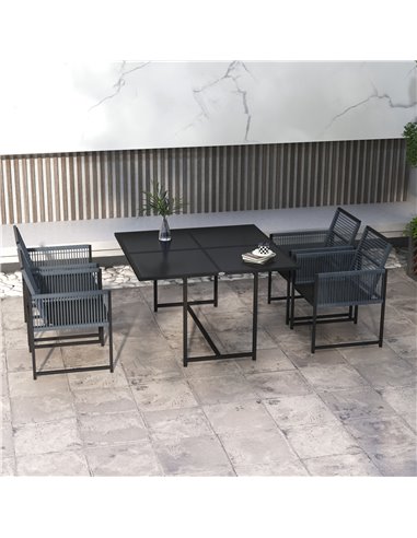 Outsunny 5 Pieces Garden Dining Set, Patio Dining Set, 4 Seater Outdoor Table and Chairs w/ Foldable Backrest, Tempered Glass To
