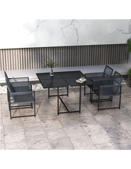 Outsunny 5 Pieces Garden Dining Set, Patio Dining Set, 4 Seater Outdoor Table and Chairs w/ Foldable Backrest, Tempered Glass To - pic 57546 | FastDaddyshop