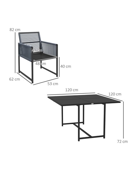 Outsunny 5 Pieces Garden Dining Set, Patio Dining Set, 4 Seater Outdoor Table and Chairs w/ Foldable Backrest, Tempered Glass To - pic 57547 | FastDaddyshop