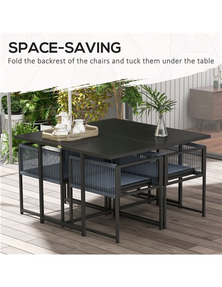 Outsunny 5 Pieces Garden Dining Set, Patio Dining Set, 4 Seater Outdoor Table and Chairs w/ Foldable Backrest, Tempered Glass To - pic 57548 | FastDaddyshop