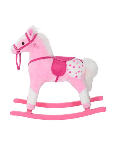 HOMCOM Childrens Plush Rocking Horse with Sound-Pink