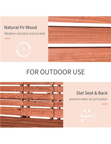 Outsunny Garden Wooden Convertible 2-3 Seater Bench or Companion Chair Loveseat Patio Partner Bench with Middle Table 84B-395