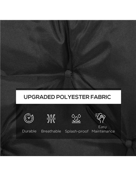 Outsunny 3 Seater Bench Cushion, Indoor and Outdoor Garden Chair Pad with Back and Ties, 98 x 150 cm, Black 84B-136V70BK - pic 57602 | FastDaddyshop