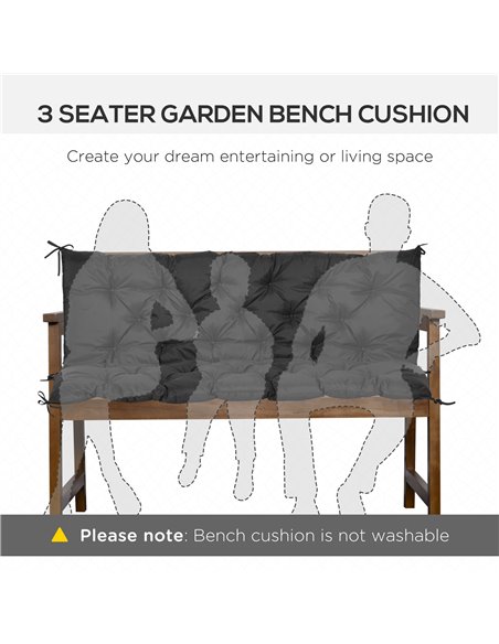 Outsunny 3 Seater Bench Cushion, Indoor and Outdoor Garden Chair Pad with Back and Ties, 98 x 150 cm, Black 84B-136V70BK - pic 57605 | FastDaddyshop