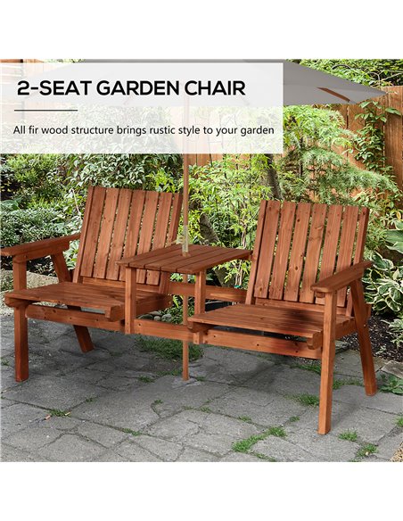 Outsunny 2-Seater Furniture Wooden Garden Bench Antique Loveseat Chair, Table Conversation Set for Yard, Lawn, Porch, Patio, Ora - pic 57638 | FastDaddyshop