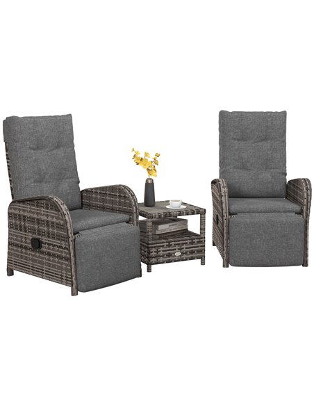 Outsunny 2 Seater Patio Rattan Wicker Chaise Lounge Sofa Set, Brown 863-032V70BN - pic 57653 | FastDaddyshop