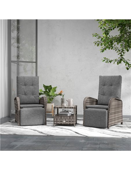 Outsunny 2 Seater Patio Rattan Wicker Chaise Lounge Sofa Set, Brown 863-032V70BN - pic 57654 | FastDaddyshop