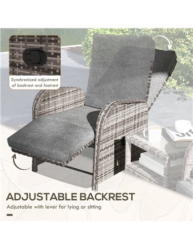Outsunny 2 Seater Patio Rattan Wicker Chaise Lounge Sofa Set w/ Cushion for Patio Yard Porch 863-032V70BN