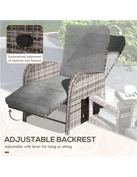 Outsunny 2 Seater Patio Rattan Wicker Chaise Lounge Sofa Set w/ Cushion for Patio Yard Porch 863-032V70BN - pic 57657 | FastDaddyshop