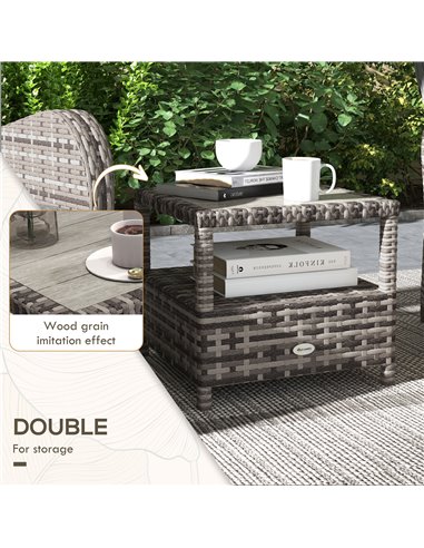 Outsunny 2 Seater Patio Rattan Wicker Chaise Lounge Sofa Set w/ Cushion for Patio Yard Porch 863-032V70BN