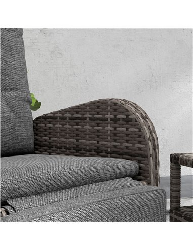 Outsunny 2 Seater Patio Rattan Wicker Chaise Lounge Sofa Set w/ Cushion for Patio Yard Porch 863-032V70BN
