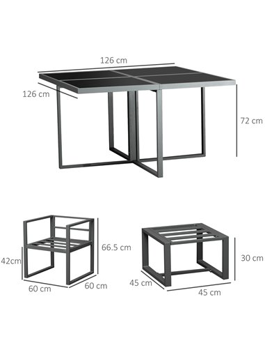 Outsunny 9PCs Patio Dining Sets 4 Chairs 4 Ottoman Cushioned Seating and Back 84B-479V70