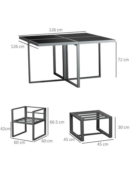 Outsunny 9PCs Patio Dining Sets 4 Chairs 4 Ottoman Cushioned Seating and Back 84B-479V70 - pic 57664 | FastDaddyshop