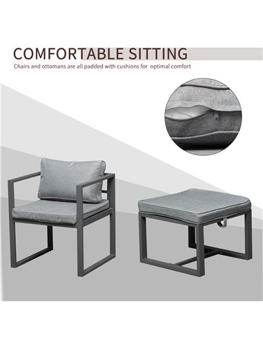 Outsunny 9PCs Patio Dining Sets 4 Chairs 4 Ottoman Cushioned Seating and Back 84B-479V70