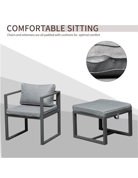 Outsunny 9PCs Patio Dining Sets 4 Chairs 4 Ottoman Cushioned Seating and Back 84B-479V70 - pic 57666 | FastDaddyshop