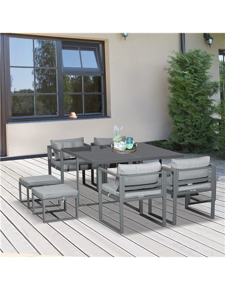 Outsunny 9PCs Patio Dining Sets 4 Chairs 4 Ottoman Cushioned Seating and Back 84B-479V70 - pic 57670 | FastDaddyshop