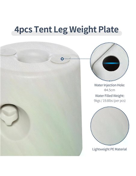 Outsunny Tent Weight Base, 4pcs Plastic Anchor Weights-White 840-046 - pic 57693 | FastDaddyshop
