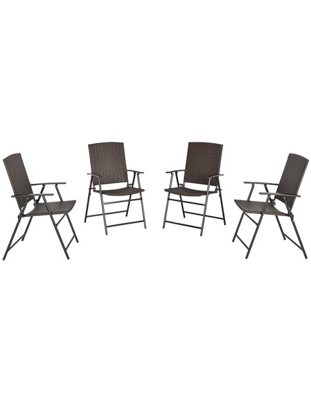 Outsunny 4pcs Garden Rattan Foldable Chair, Brown 867-070V01 - pic 57698 | FastDaddyshop