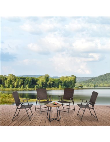 Outsunny 4pcs Rattan Chair Garden Furniture Wicker Foldable Chair Steel Frame for Poolside Garden 867-070V01