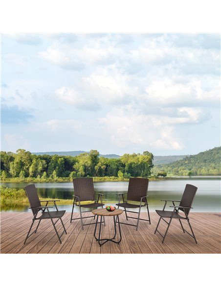Outsunny 4pcs Rattan Chair Garden Furniture Wicker Foldable Chair Steel Frame for Poolside Garden 867-070V01 - pic 57699 | FastDaddyshop