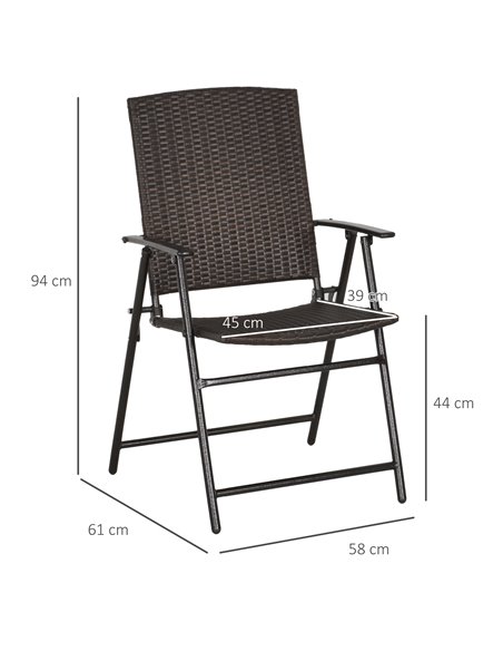 Outsunny 4pcs Rattan Chair Garden Furniture Wicker Foldable Chair Steel Frame for Poolside Garden 867-070V01 - pic 57700 | FastDaddyshop