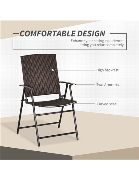 Outsunny 4pcs Rattan Chair Garden Furniture Wicker Foldable Chair Steel Frame for Poolside Garden 867-070V01 - pic 57702 | FastDaddyshop