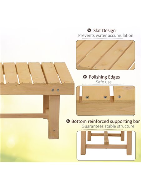 Outsunny 2-seater Outdoor Indoor Garden Wooden Bench Patio Loveseat Fir 110L x 38W cm (3pc) 84B-P068 - pic 57712 | FastDaddyshop