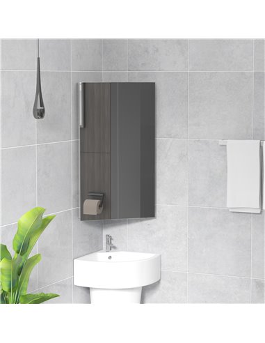 Kleankin Corner Mirrored Bathroom Cabinet, Silver 834-265
