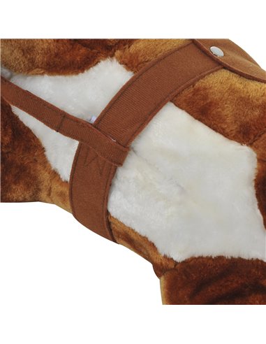HOMCOM Rocking Horse Plush Kids Ride on Gift Wooden Action Pony Wheeled Walking Riding Little Baby Toy W/Sound-Brown