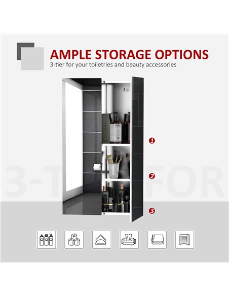kleankin Corner Mirrored Bathroom Cabinet w/ 3 Shelves 2 Doors On-Wall Storage Unit Organiser Stainless Steel Frame Home Furnish - pic 57720 | FastDaddyshop