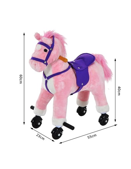 HOMCOM Rocking Horse W/Rolling Wheels and Sound-Pink - pic 5774 | FastDaddyshop