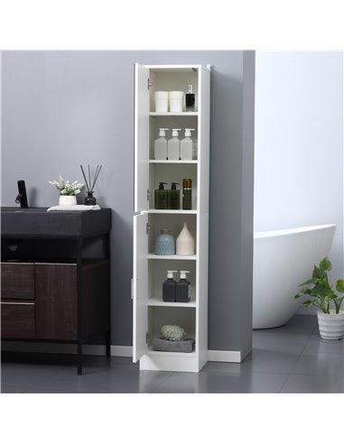 kleankin Tall Mirrored Bathroom Cabinet, Bathroom Storage Cupboard, Floor Standing Tallboy Unit with Adjustable Shelf, White 834