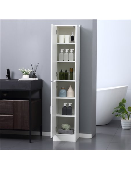 kleankin Tall Mirrored Bathroom Cabinet, Bathroom Storage Cupboard, Floor Standing Tallboy Unit with Adjustable Shelf, White 834 - pic 57740 | FastDaddyshop
