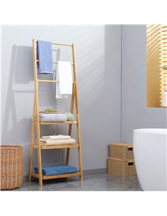 Kleankin Bamboo Towel Stand with 3 Rails & 3 Shelves, Natural 850-244V00ND 2