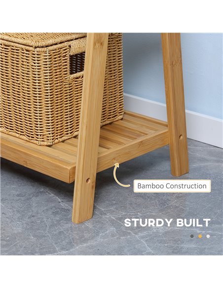 Kleankin Bamboo Towel Stand Freestanding with 3 Rails & 3 Shelves, Foldable Towel Holder for Bathroom, Space-Efficient 850-244V0 - pic 57747 | FastDaddyshop