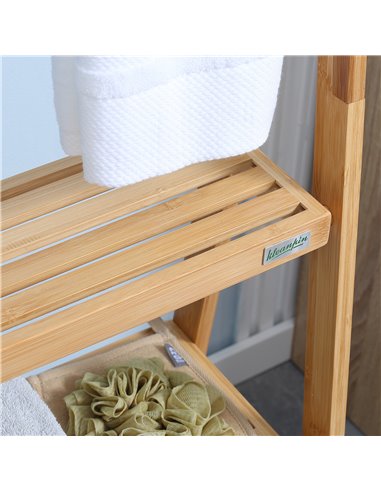 Kleankin Bamboo Towel Stand Freestanding with 3 Rails & 3 Shelves, Foldable Towel Holder for Bathroom, Space-Efficient 850-244V0