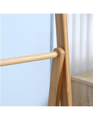 Kleankin Bamboo Towel Stand Freestanding with 3 Rails & 3 Shelves, Foldable Towel Holder for Bathroom, Space-Efficient 850-244V0