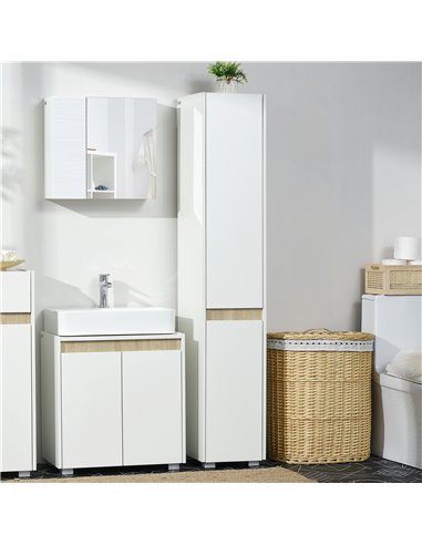 kleankin Tall Bathroom Cabinet with Adjustable Shelves, 5-Tier Modern Freestanding Tallboy with Storage Cabinets, White 834-500V