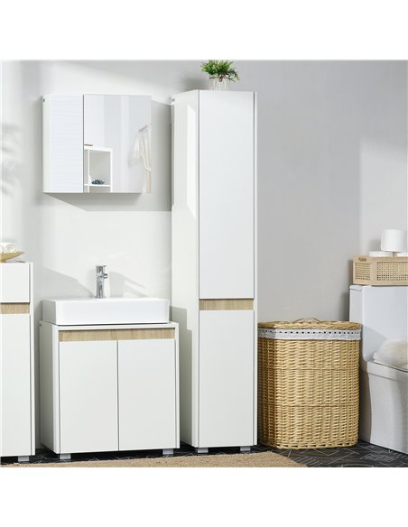 kleankin Tall Bathroom Cabinet with Adjustable Shelves, 5-Tier Modern Freestanding Tallboy with Storage Cabinets, White 834-500V - pic 57753 | FastDaddyshop
